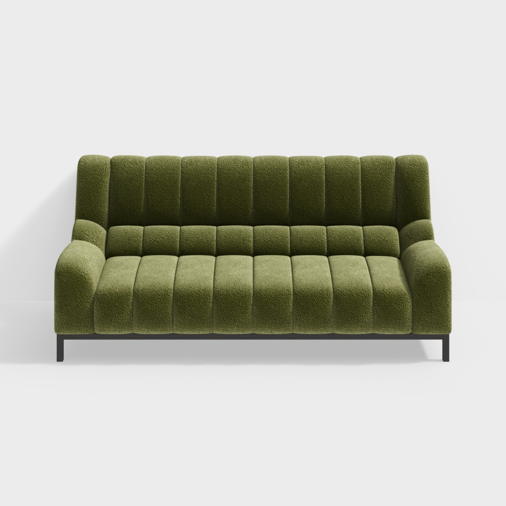 Unique Low-Poly Sofa 3D Model – Scandinavian Green Velvet