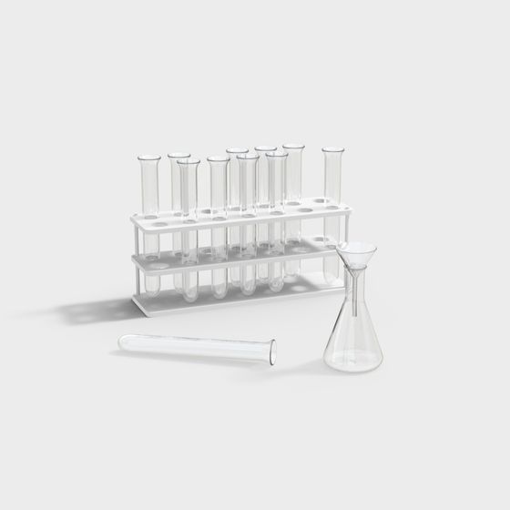 Realistic Test Tube Rack 3D Model for Laboratory Scenes