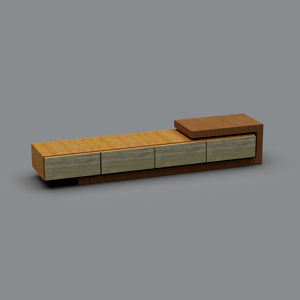 Modern Minimalist Low-Poly TV Cabinet 3D model
