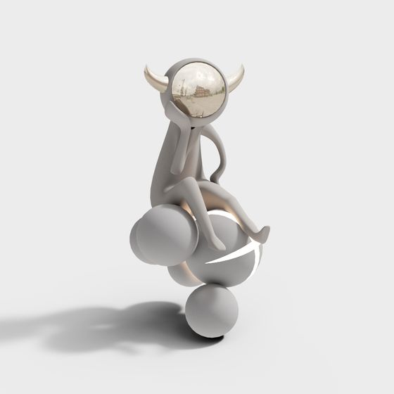 Spherical Monster Low-Poly 3D Model