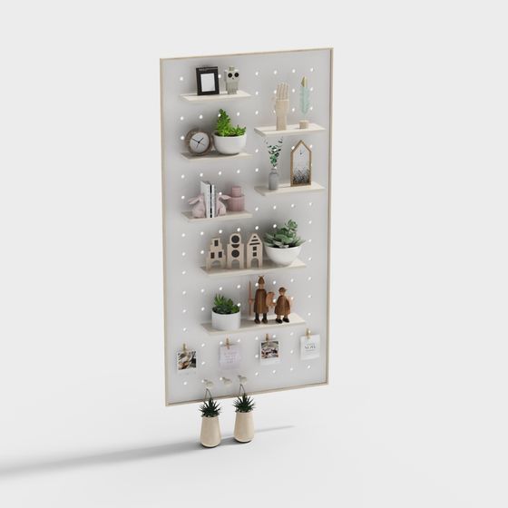 Pegboard Shelf Low-Poly 3D Model