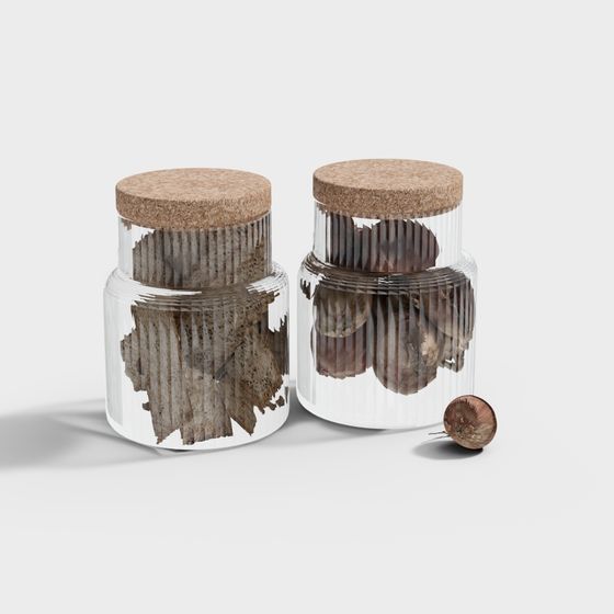 Storage Jar with Dried Flowers 3D model