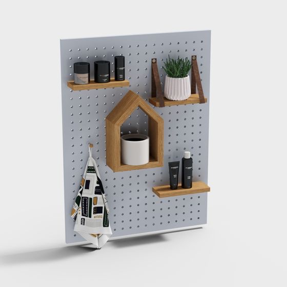 Stylish Low-Poly Wall Shelf 3D Model for Modern Interiors