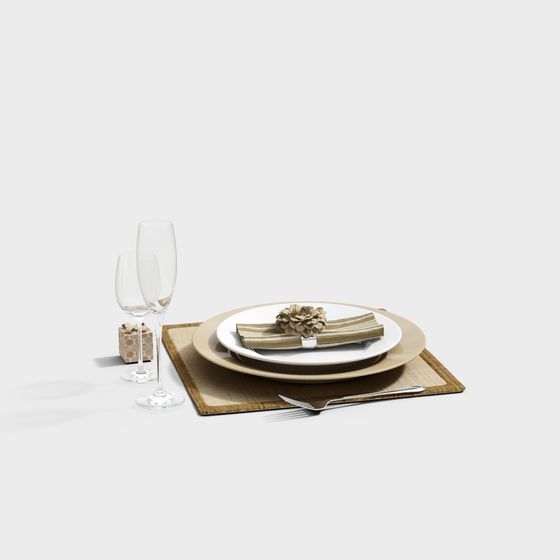 Exquisite Dining Table Setup 3D model