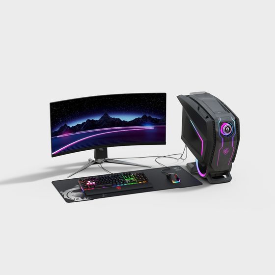 Futuristic Gaming Computer Set 3D model