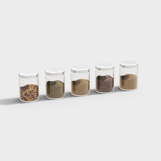 Elegant Spice Jar Set 3D model for Modern Kitchens