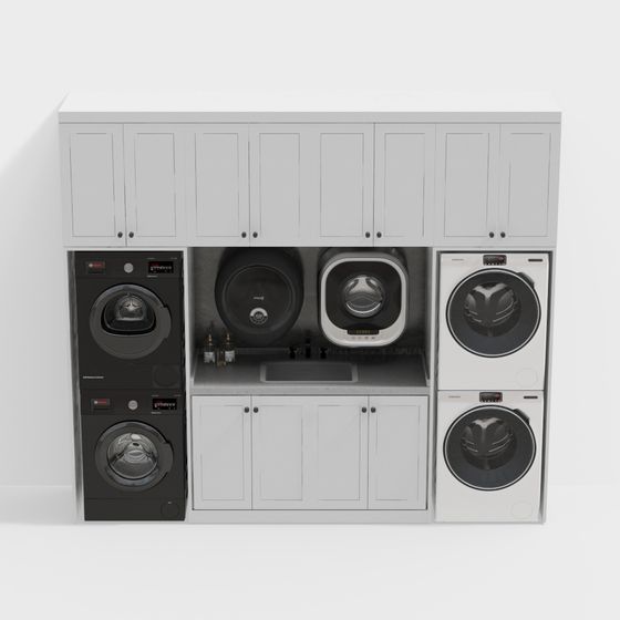 Elegant Washing Machine Cabinet 3D model for Modern Homes