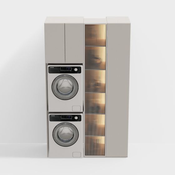 Low-Poly Stylish Washing Machine 3D model