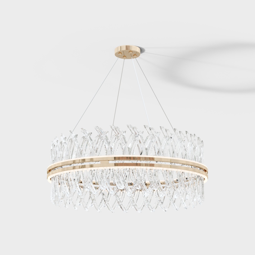 Elegant Low-Poly Crystal Chandelier – Golden & Transparent