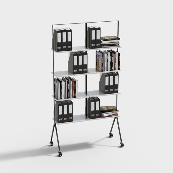 Chic Mobile Bookshelf 3D model for Contemporary Spaces