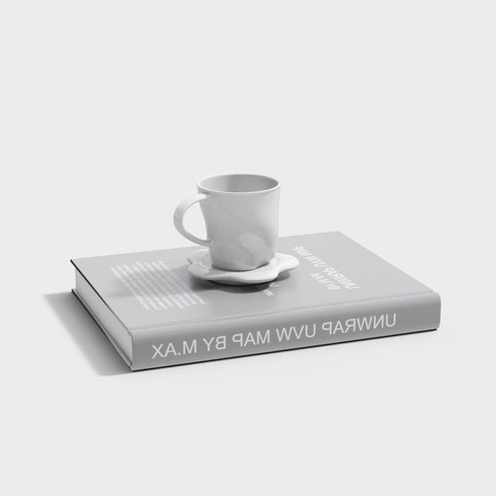 Stylish Book and Coffee Cup 3D model
