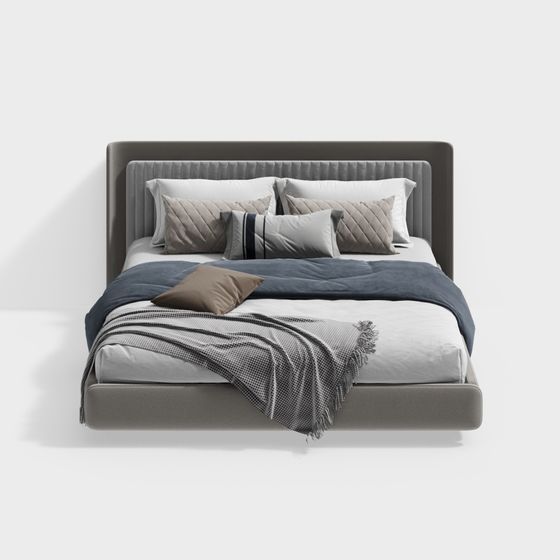 Masasanty/Masa Shengdi - Modern and High-End Double Bed - Gray