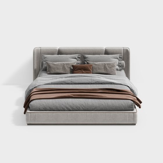 Stylish Minimalist Bed 3D model for Contemporary Spaces
