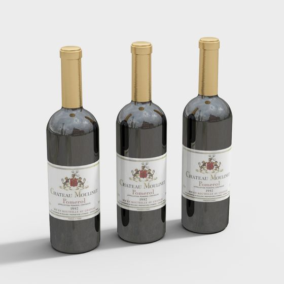 Château Moulinet Pomerol 1992 Wine Bottle 3D model