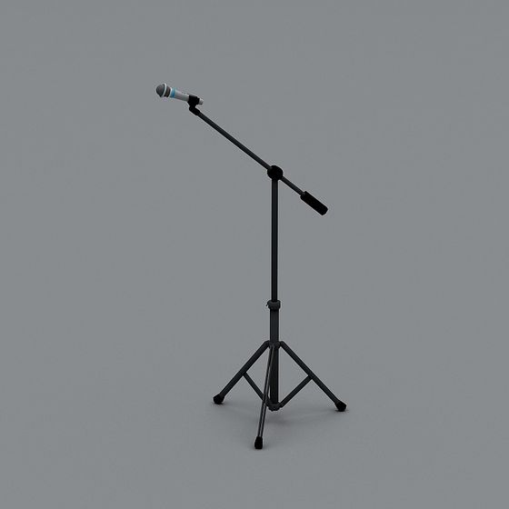 Low Poly 3D Microphone Stand Model