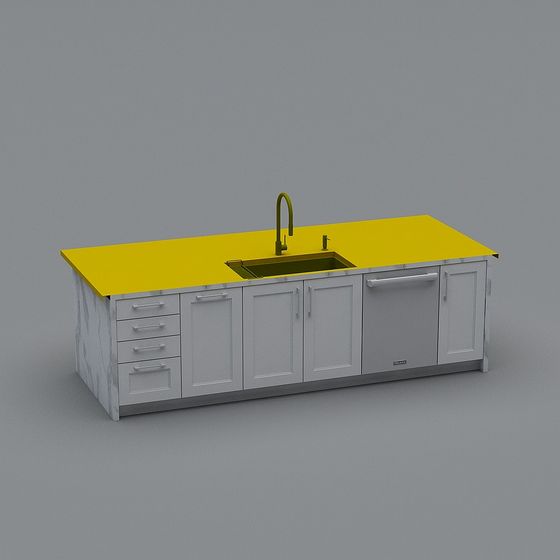 Low-Poly Kitchen Countertop 3D Model Design