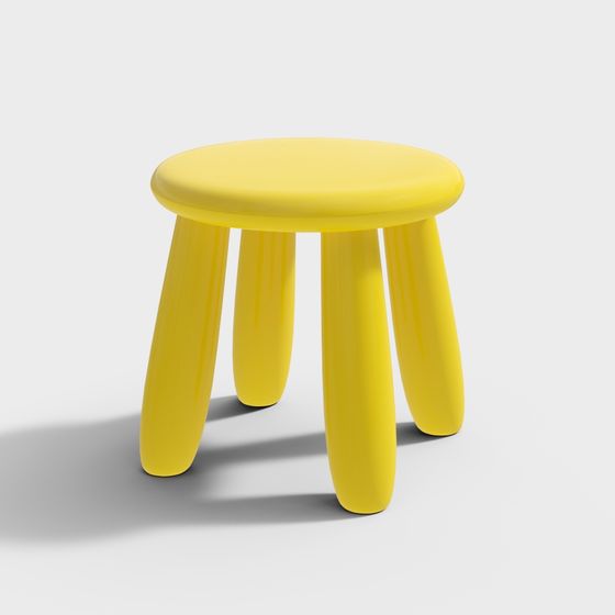 Vibrant Yellow Stool 3D Model - Sunshine Stool