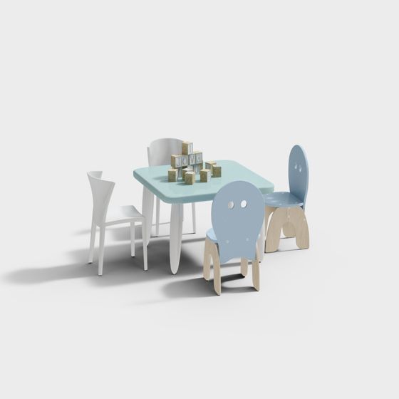 Playful Kids Table and Chair Set 3D model