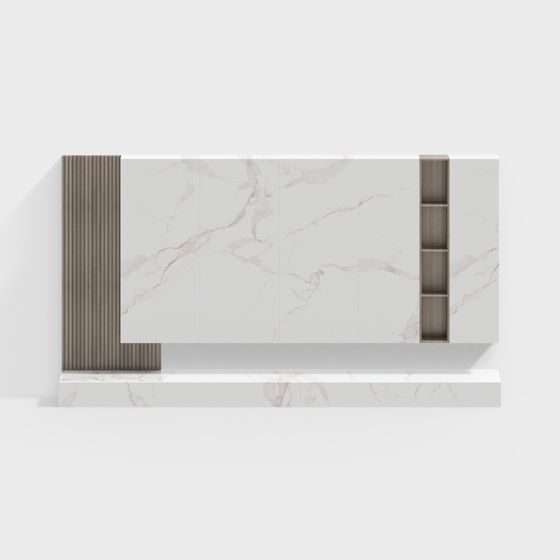 Minimalist Marble TV Cabinet 3D model