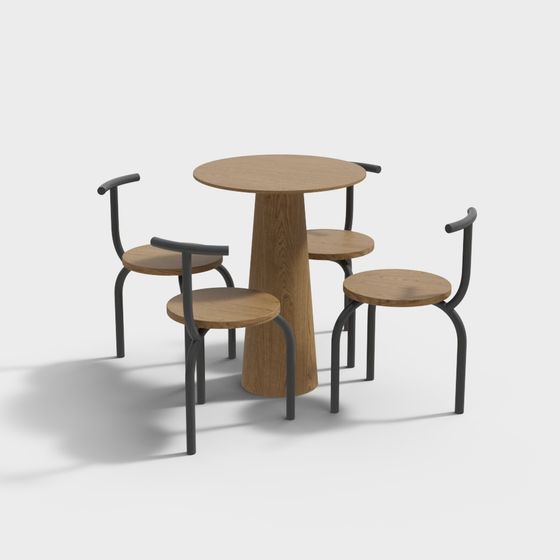 Round Table and Four Chairs 3D model for Modern Spaces