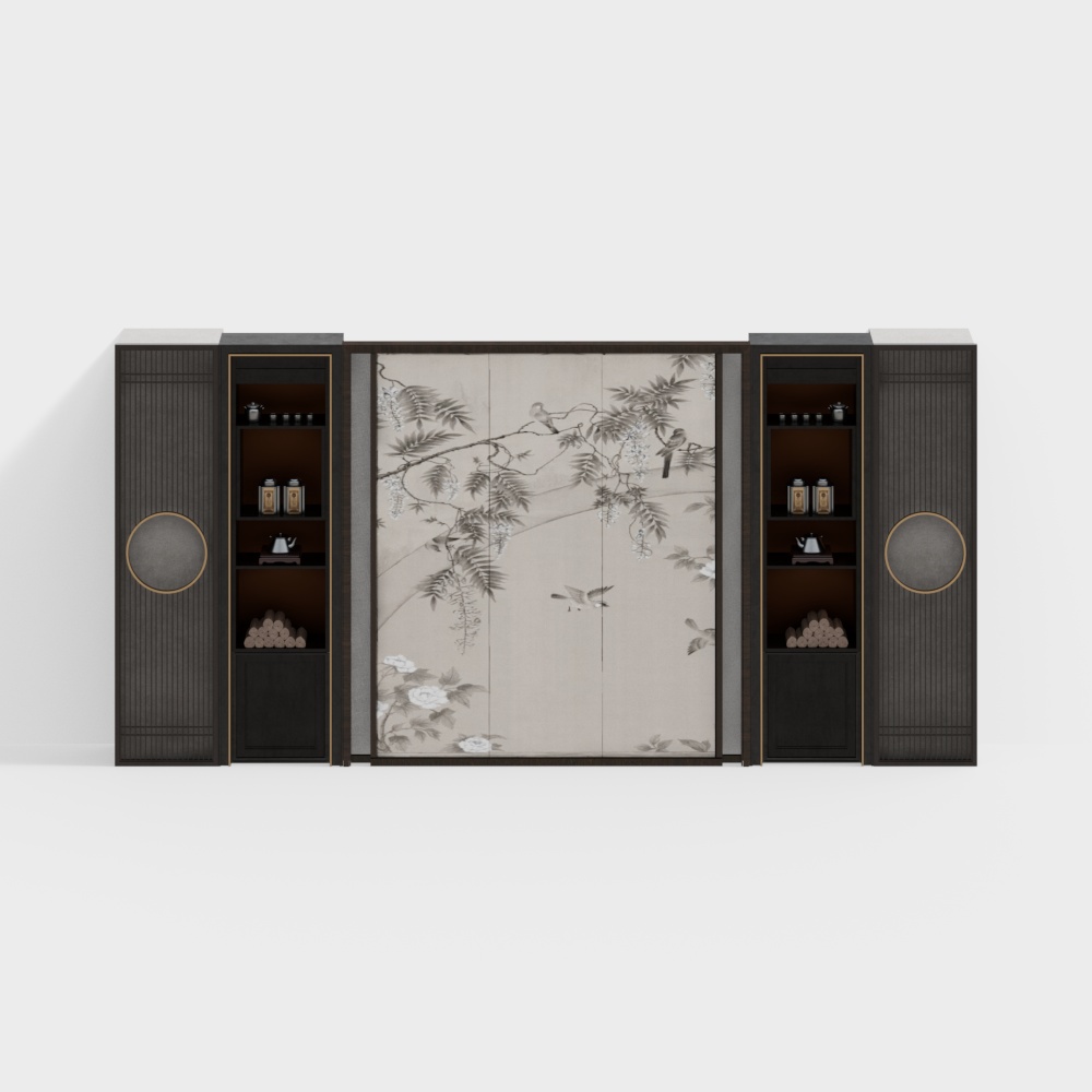 Oriental Elegance Screen Cabinet 3D model