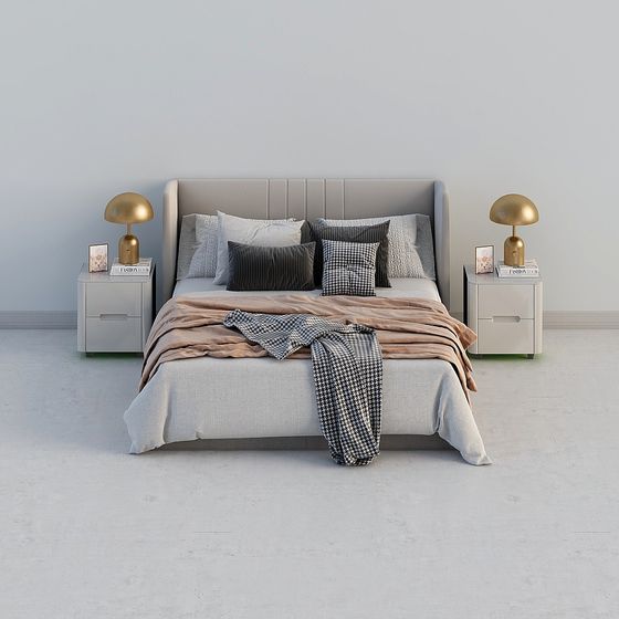 Gray Bed Set 3D Model for Comfortable Bedrooms