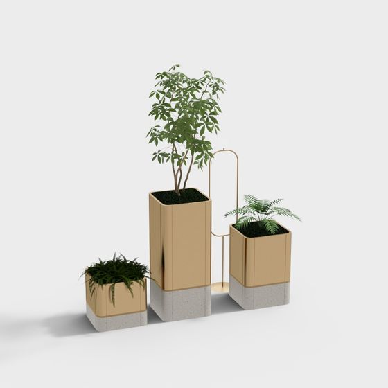 Stylish Low-Polygon Plant Stand 3D Model