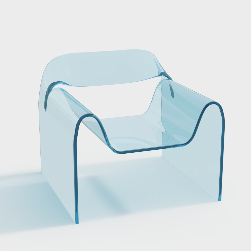 Futuristic Low-Poly 3D Chair – Transparent Gem Design