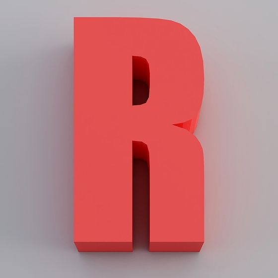 Elegant 3D Model of Letter R in Coral Red for Creative Designs