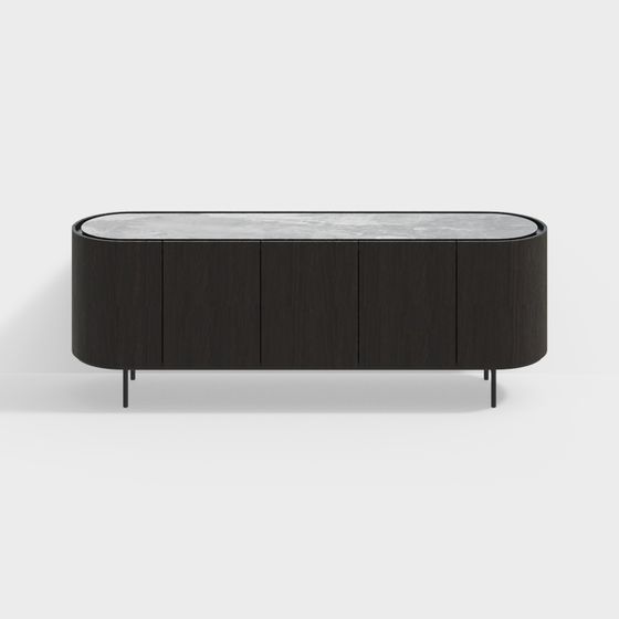 Elegant Oval Sideboard 3D model for Modern Interiors