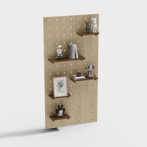 Minimalist Wooden Pegboard 3D model for Modern Interiors