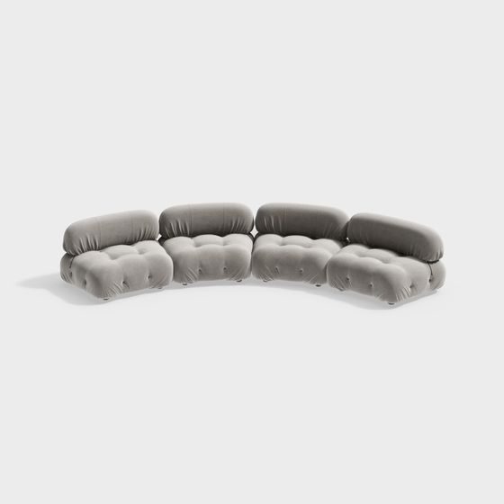 Stylish Curved Sofa 3D model for Modern Homes