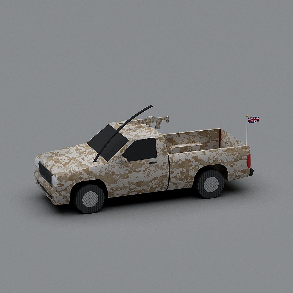Low Poly Camouflage Truck 3D model