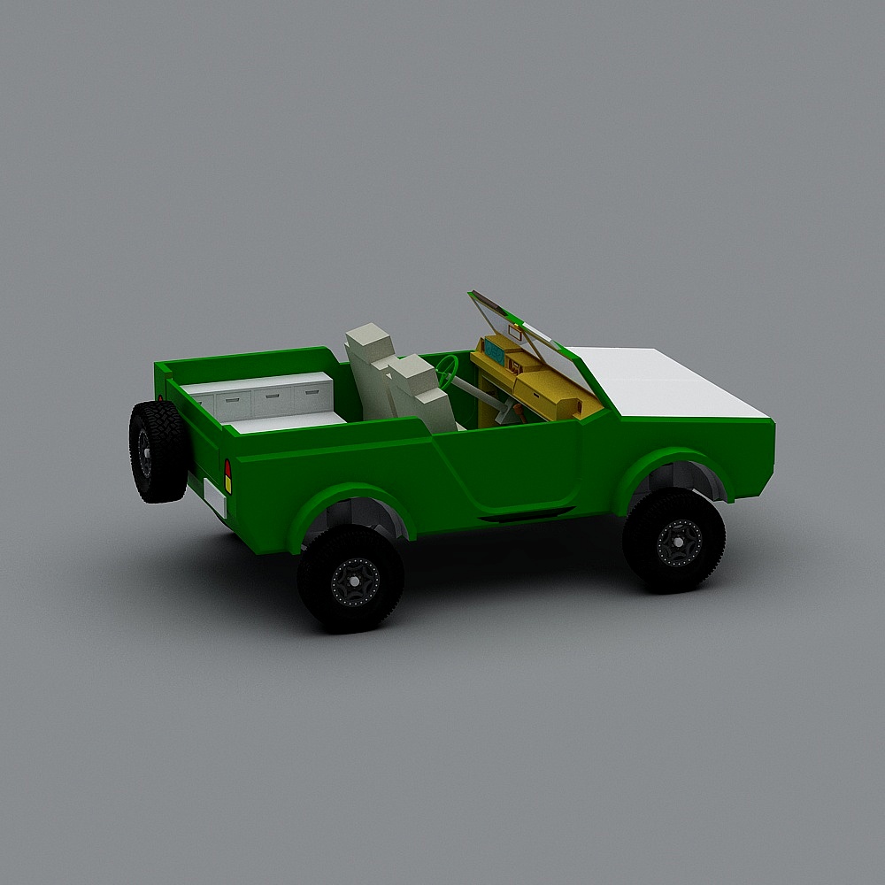 Vintage Green Pickup Truck 3D model
