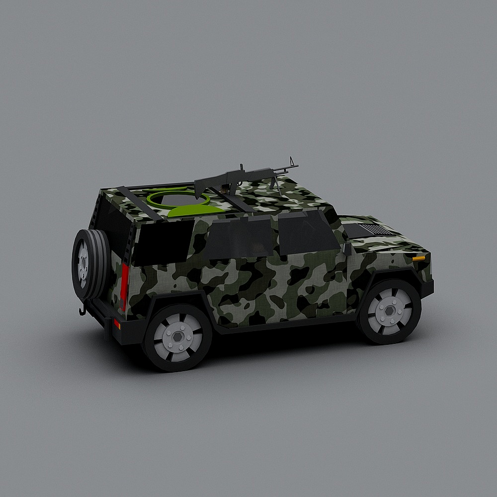 Low-Poly Camouflage Military Vehicle 3D Model