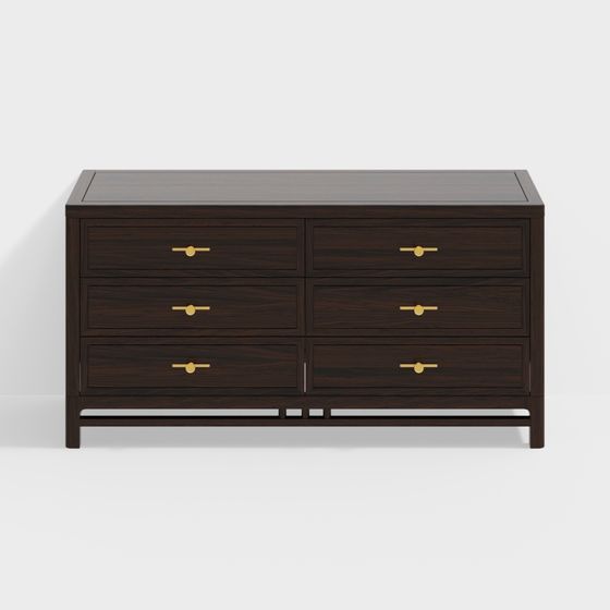 Elegant 6-Drawer Dresser 3D model