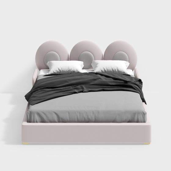 Stylish Low-Poly Bed 3D model for Modern Interiors
