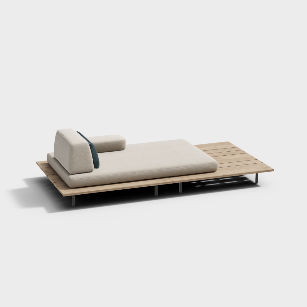 Modern Minimalist 3D Sofa – Light Gray Fabric