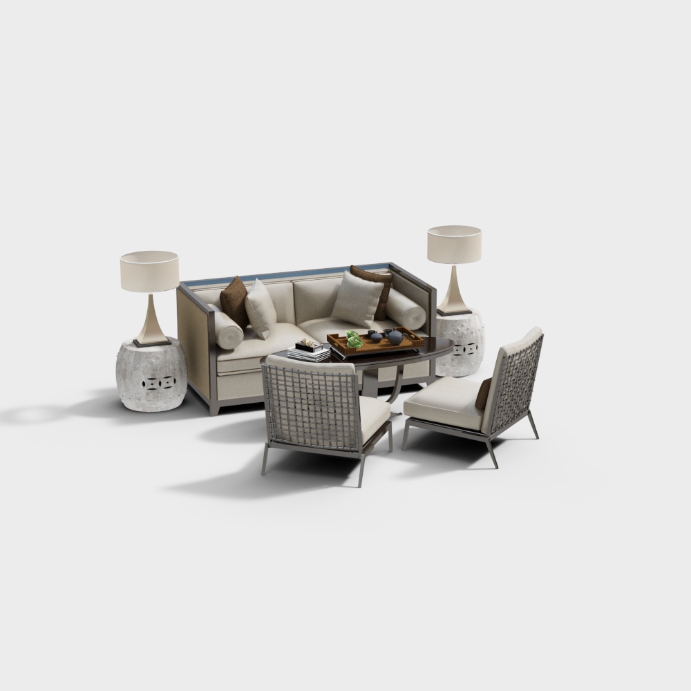 Urban Living Room Set 3D Model – Minimalist Urban Design