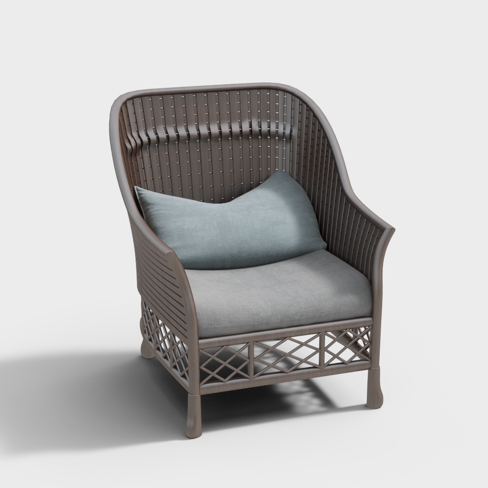 Stylish Rattan Chair 3D Model – Low-Poly Modern Design