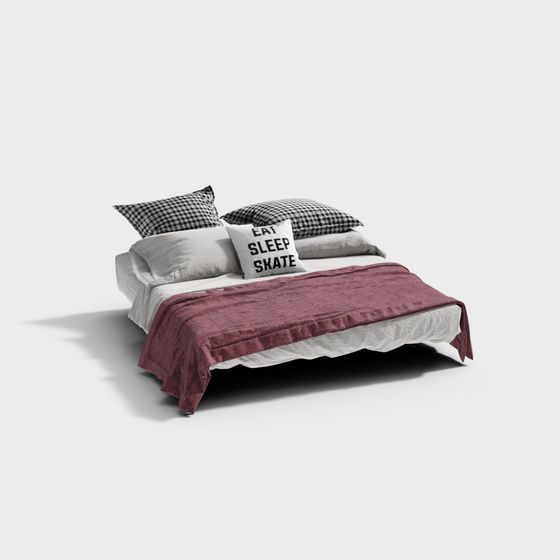 Stylish Low-Poly Bed 3D model for Modern Interiors