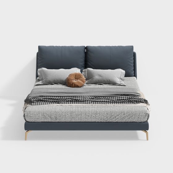 Elegant Modern Bed 3D model for Stylish Interiors