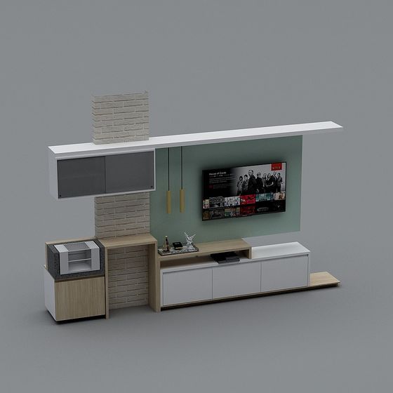 Contemporary Low-Poly TV Wall 3D model for Homes