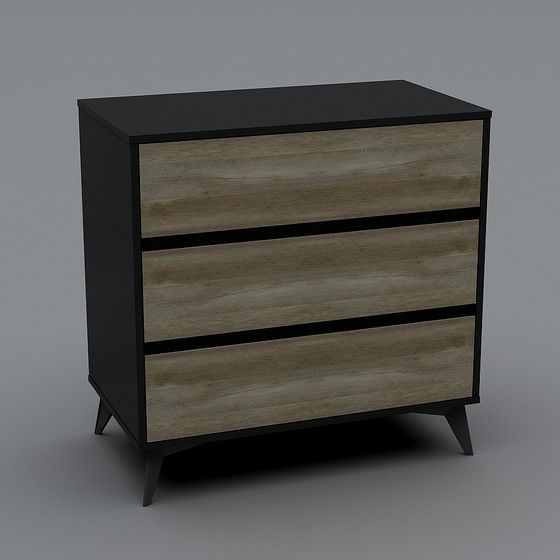 Elegant Low Poly Drawer Cabinet 3D Model