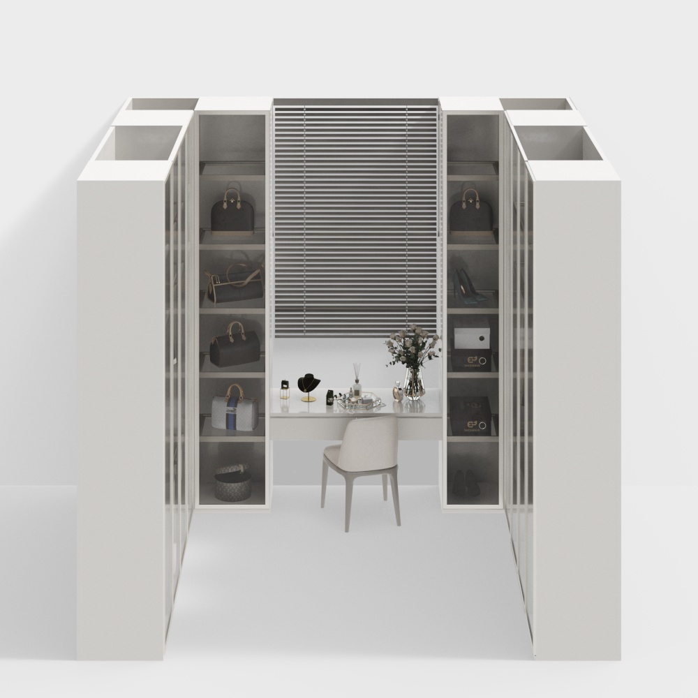 ชุดตู้เสื้อผ้าภายในห้องเปลี่ยนเสื้อผ้าสมัยใหม่