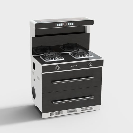 Elegant Gas Stove 3D Model for Contemporary Kitchens