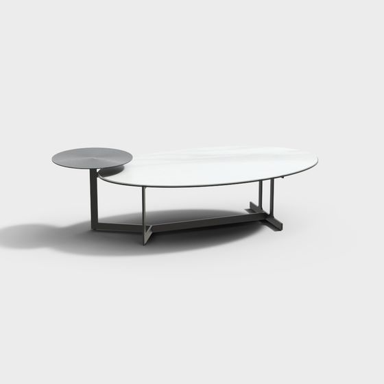 Streamlined Design Table Streamlined Coffee Table 3D Model – Marble and Metal
