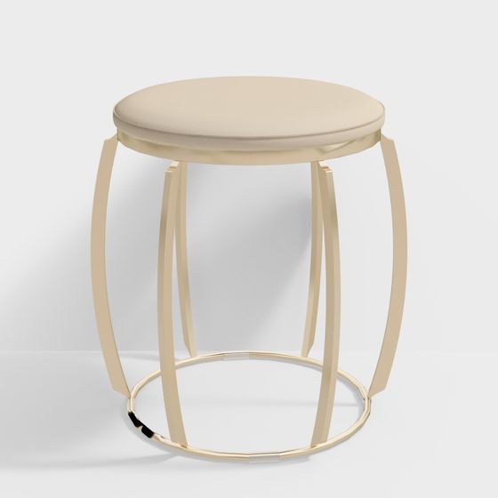Elegant Golden Round Stool 3D model