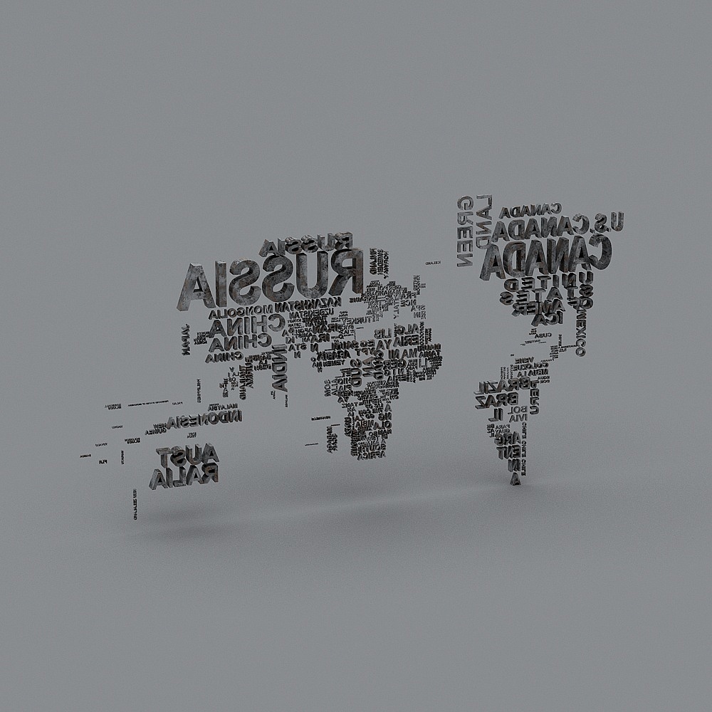 World Map Text 3D model