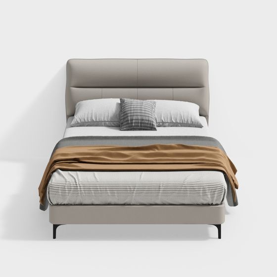 Elegant Minimalist Bed 3D model for Modern Interiors